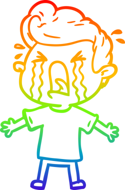 Bir insan tarafından çizilmiş ağlayan bir adamın çizdiği gökkuşağı gradyan çizgisi.