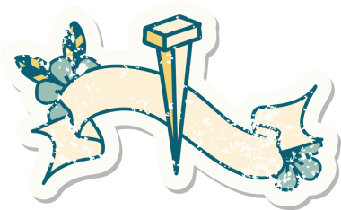 Bir insan tarafından çizilmiş demir çivili eski bir etiket.