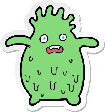 Bir insan tarafından çizilmiş komik balçık canavarının çıkartması.