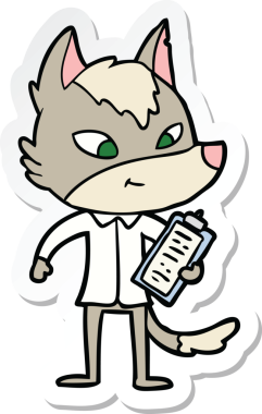 Bir insan tarafından çizilmiş dost canlısı bir kurt yönetmenin çıkartması.