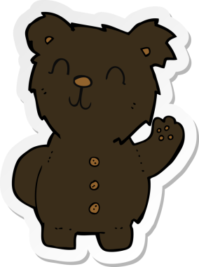 Bir insan tarafından çizilmiş karikatür kara ayısının çıkartması.