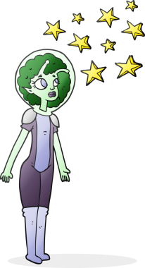 Bir insan tarafından çizilmiş serbest çizim uzaylı kız.