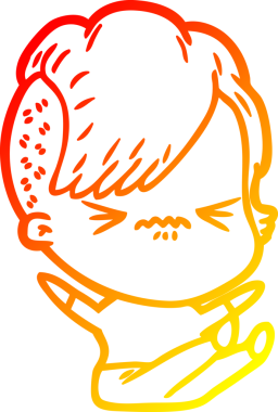 Bir insan tarafından çizilmiş, kızgın bir hipster kızın çizgi çizimi.