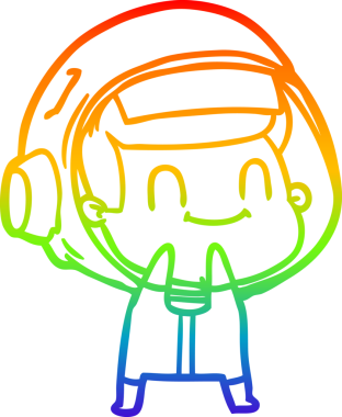 gökkuşağı gradyan çizimi mutlu bir çizgi astronot çizimi bir insan tarafından çizildi