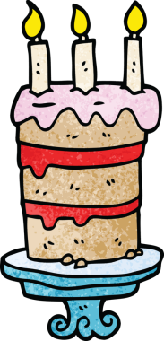 Bir insan tarafından çizilmiş karalama doğum günü pastası.