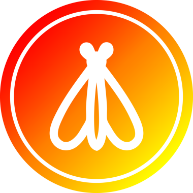 Uçan böcek dairesel simgesi ve sıcak gradyan bir insan tarafından çizilmiş.