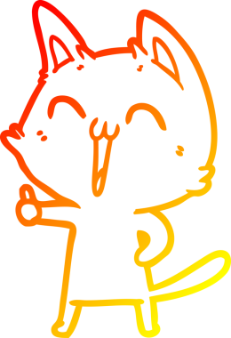 Bir insan tarafından çizilmiş mutlu çizgi film kedisinin sıcak çizgi çizgisi.