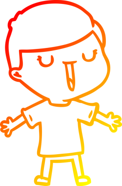 Bir insan tarafından çizilen mutlu bir çocuğun sıcak çizgi çizimi.