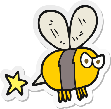 Bir insan tarafından çizilmiş kızgın bir arının çıkartması.