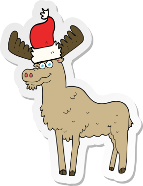 Bir insan tarafından çizilmiş bir karikatür Noel geyiğinin çıkartması.