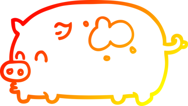 Bir insan tarafından çizilmiş şirin bir domuzun sıcak çizgi çizimi