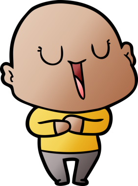 Bir insan tarafından çizilmiş mutlu, kel adam.