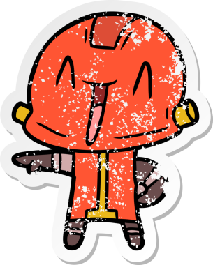 Bir insan tarafından çizilmiş karikatür robotunun sıkıntılı çıkartması.