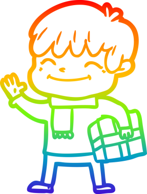 gökkuşağı gradyan çizgi çizimi bir insan tarafından çizilmiş mutlu bir çocuk