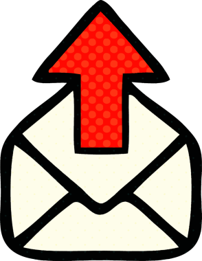 bir insan tarafından çizilmiş bir e-posta işaretinin çizgi roman tarzı