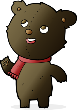 Bir insan tarafından çizilmiş eşarplı siyah ayı.