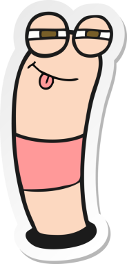 Bir insan tarafından çizilmiş bir karikatür solucanı çıkartması.