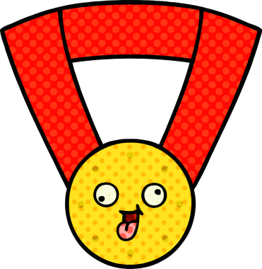 Bir insan tarafından çizilmiş altın madalyanın karikatürü.