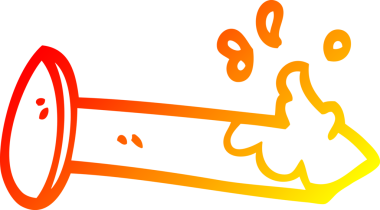 Bir insanın çizdiği kanlı çivinin sıcak çizgi çizimi.