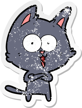 Bir insan tarafından çizilmiş komik bir çizgi film kedisinin sıkıntılı çıkartması.