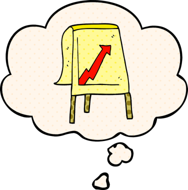 Bir insan tarafından çizilmiş, düşünce baloncuklu çizgi roman çizelgesi.