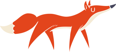 Bir insan tarafından çizilmiş düz renk çizgi film tilkisi