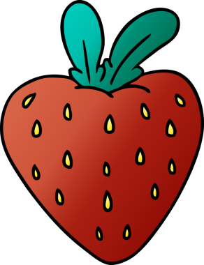 Bir insan tarafından çizilmiş taze çileğin gradyan karikatürü.