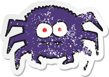 Bir insan tarafından çizilmiş karikatür örümceğinin gerilmiş yapıştırması.