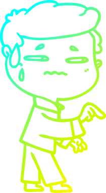 Bir insan tarafından çizilmiş, kaygılı bir çizgi film çizimi.