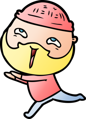 Bir insan tarafından çizilmiş mutlu sakallı bir adam.