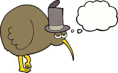 Bir insan tarafından çizilmiş serbest çizim balon karikatür kivi kuşu