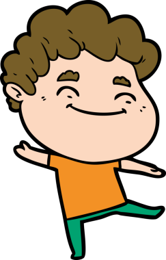 Bir insan tarafından çizilmiş çizgi film dostu bir adam.