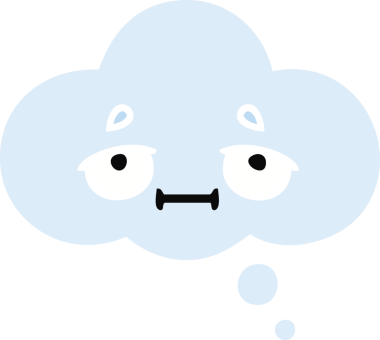 Bir insan tarafından çizilen düşünce baloncuğunun düz renkli retro karikatürü