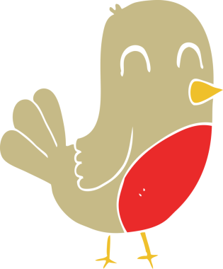 Bir insan tarafından çizilen Robin 'in düz renk çizimi