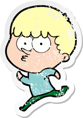 Bir insan tarafından çizilmiş meraklı bir çizgi film karakterinin sıkıntılı çıkartması.