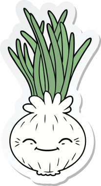 Bir insan tarafından çizilmiş karikatür soğanı çıkartması.