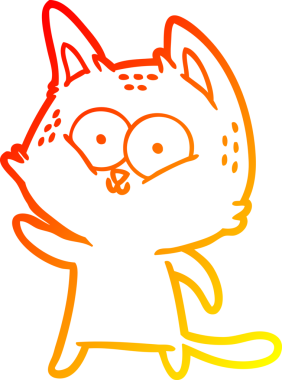 Bir insan tarafından çizilen çizgi film kedisinin sıcak çizgi çizimi