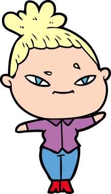 Bir insan tarafından çizilmiş karikatür kadın.