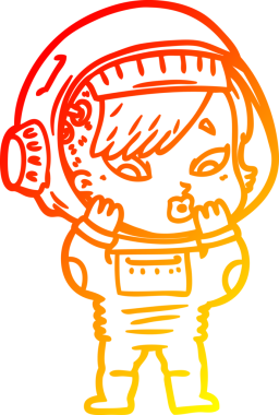 Bir insan tarafından çizilmiş bir astronot kadın çizgi çizimi.