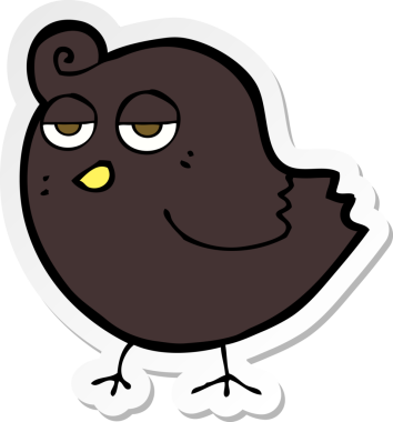 Bir insan tarafından çizilmiş çizgi film kuşunun çıkartması.