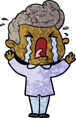 Bir insan tarafından çizilmiş ağlayan bir karikatür.