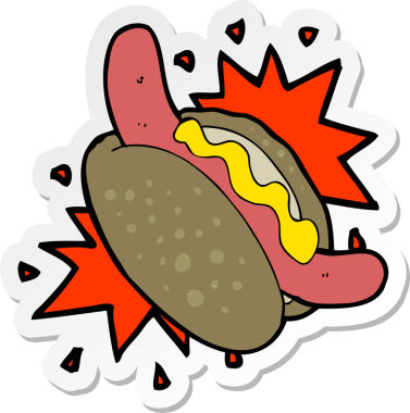 Bir insan tarafından çizilmiş bir sosislinin çıkartması.