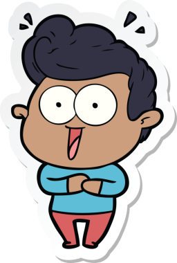 Bir insan tarafından çizilmiş heyecanlı bir adamın çıkartması.