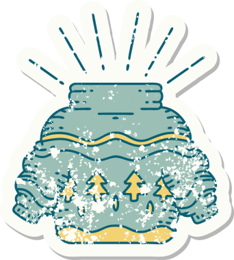 Bir insan tarafından çizilmiş dövme stili eski bir çıkartma.