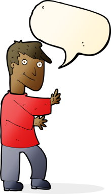 Bir insan tarafından çizilmiş konuşma balonlu mutlu adam çizgi filmi.