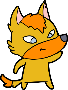 Bir insan tarafından çizilmiş tilki çizgi film karakteri