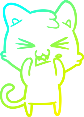 Bir insan tarafından çizilen çizgi film kedisinin soğuk gradyan çizgisi.