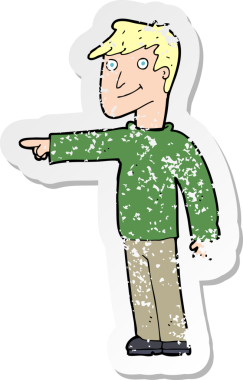 Bir insan tarafından çizilmiş karikatür adamın gerilmiş çıkartması.