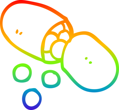 Gökkuşağı gradyan çizgi çizimi Bir insan tarafından çizilmiş bir kapsül hapı
