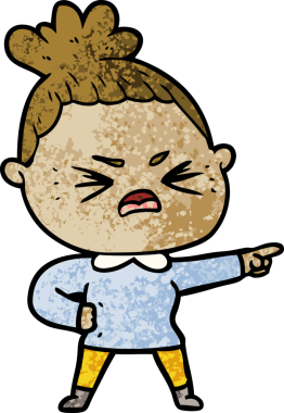 Bir insan tarafından çizilmiş kızgın bir kadın.